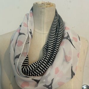 Chic Pink and Black Eiffel Tower Scarf